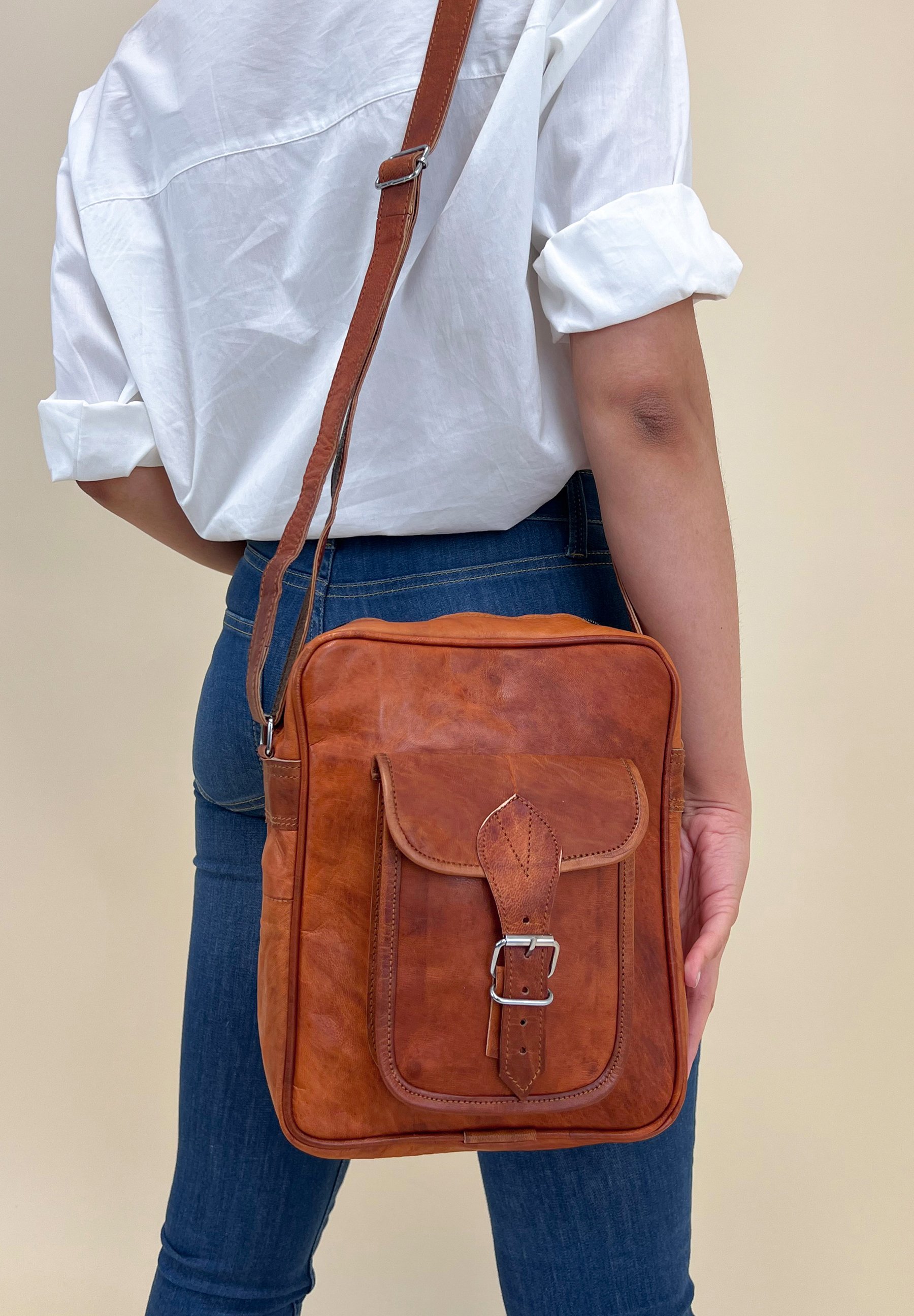 Gusti Lenkertasche 'Barry H.' Aus Vintage-Leder Mit KLICKfix-Platte – Fahrradtasche & Umhängetasche Mit Magnetverschluss