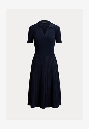 Lauren Ralph Lauren, RIB KNIT SHORT SLEEVE SWEATER DRESS - Abito in maglia - navy