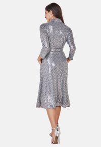 Goddiva SEQUIN SKATER SHIRT - Skjortekjole - silver