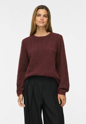 VILA VILIGA POINTELLE L/S O-NECK TOP -NOOS - Striktrøje - port royale