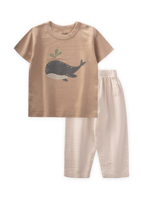 SET - Stoffhose - beige