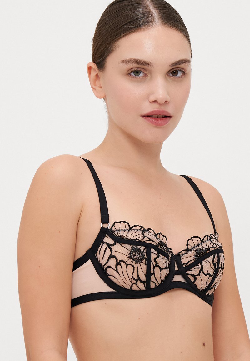 Bretelles De Soutien-gorge Décoratives Réglables - Dentelle Noire élastique Avec Doré