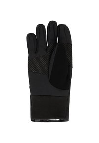 Čierna izolačná rukavica s textúrovanými gripmi na prstoch a dlani, navrhnutá pre chladné počasie a vonkajšie aktivity.