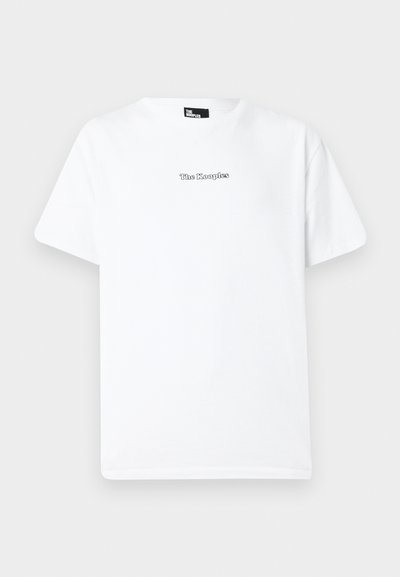 Λευκό T-shirt με κοντά μανίκια και στρογγυλή λαιμόκοψη, με κεντημένο το λογότυπο "The Kooples" σε μικρό μαύρο γραμματοσειρά στο κέντρο του στήθους.