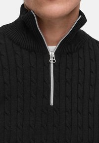 Kronstadt CABLE HALF-ZIP - Stickad tröja - black