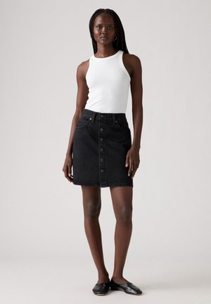 RETRO BUTTON FRONT SKIRT - Denim skirt - open mind