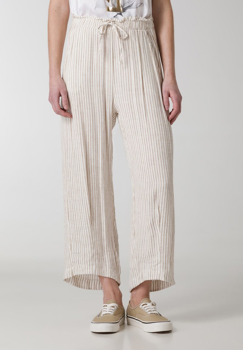Deha PINSTRIPED SLOUCHY - Pantaloni - crema
