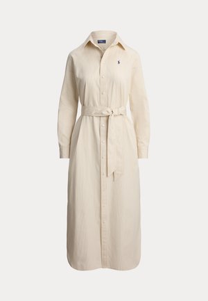 BELTED STRIPED COTTON SHIRTDRESS - Φόρεμα πουκάμισο - tan/white