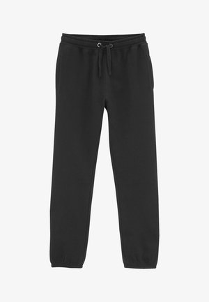 Schwarze Sweatpants aus einer weichen Baumwollmischung, mit elastischem Bund und Kordelzug, gerippten Bündchen und Seitentaschen.