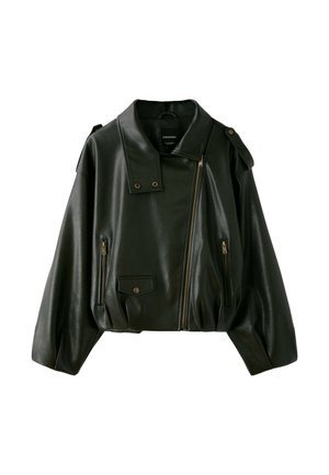 Stradivarius, Veste en similicuir - mottled green