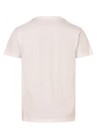 Weisses Kurzarm-T-Shirt aus Baumwolle mit klassischem Rundhals und einer glatten, weichen Textur. Keine Muster oder Grafiken auf der Rückseite.