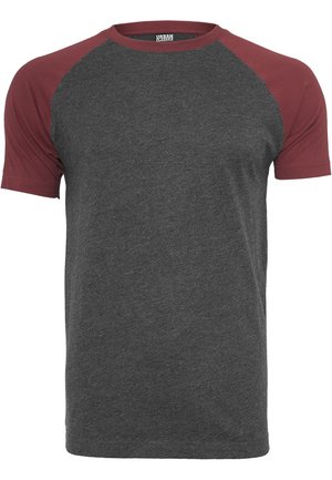Urban Classics RAGLAN CONTRAST  - T-Shirt print - mottled gray/burgundy