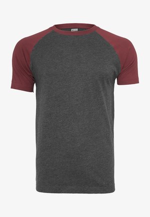 Urban Classics, RAGLAN CONTRAST - Trükipildiga T-särk - mottled gray/burgundy