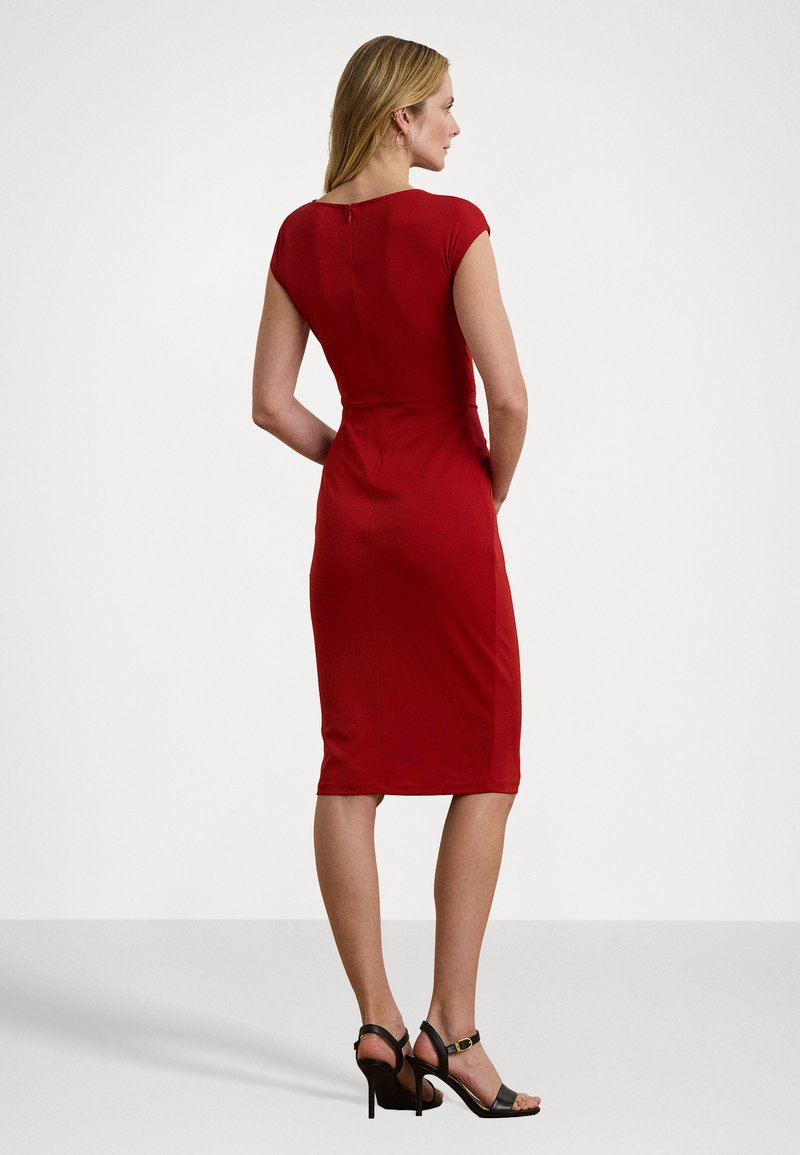 Lauren Ralph Lauren RING TRIM JERSEY CAP SLEEVE DRESS - Cocktail dress /  Party dress - madison red/red - Zalando.ie