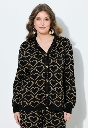 STRAIGHT FIT GOLDENES HERZMUSTER ZIENIETEN - Strickjacke - black