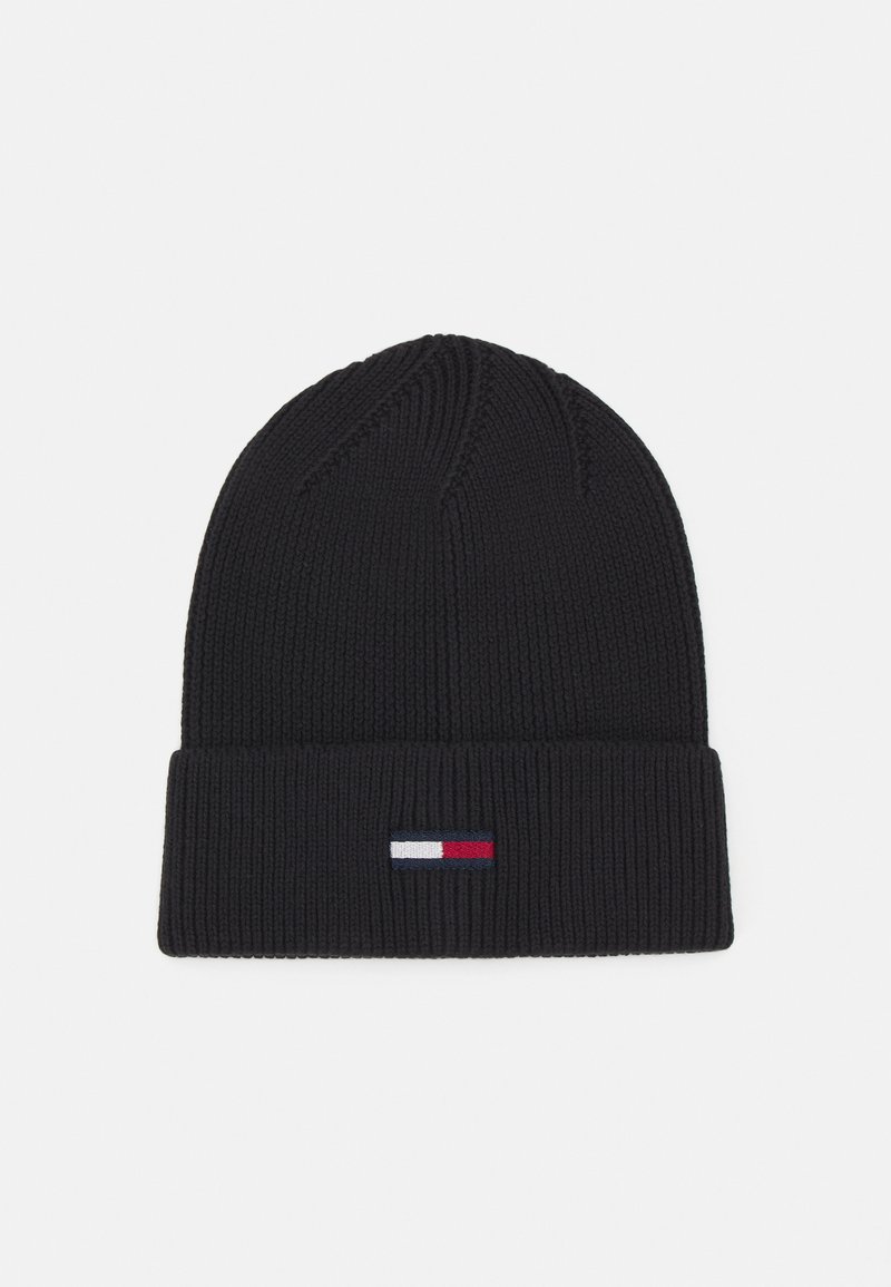 Tommy Jeans ELONGATED FLAG BEANIE - Gorro - black
