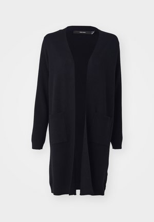 Mustast pehmest kangast pikad varrukad, avatud eesmine disain, kaks eesmist taskut ning soonikust mansetid ja alumine äär.