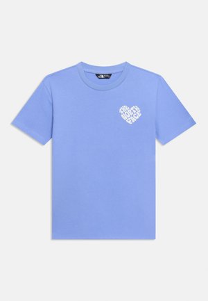 Ανοιχτό μωβ βαμβακερό t-shirt με κοντό μανίκι και λευκό λογότυπο «The North Face» στο αριστερό στήθος.