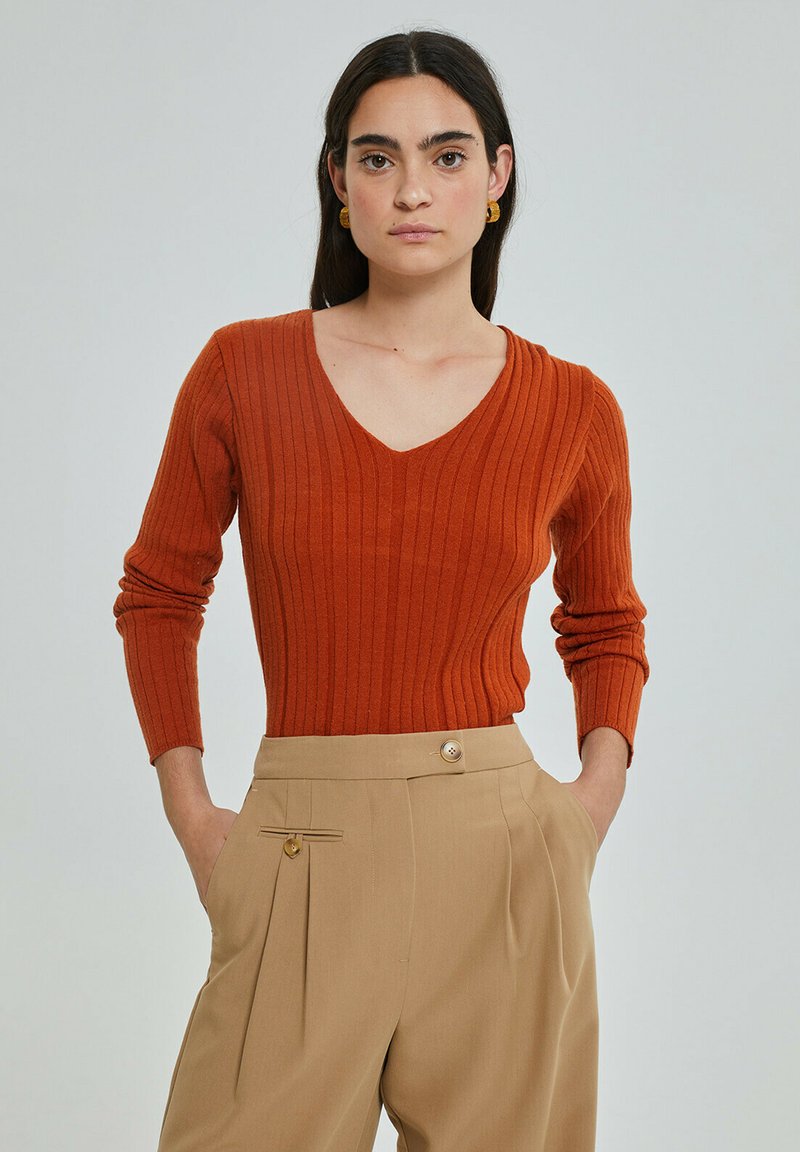 system-action-basic-slim-fit-v-neck-jumper-brown-zalando-ie