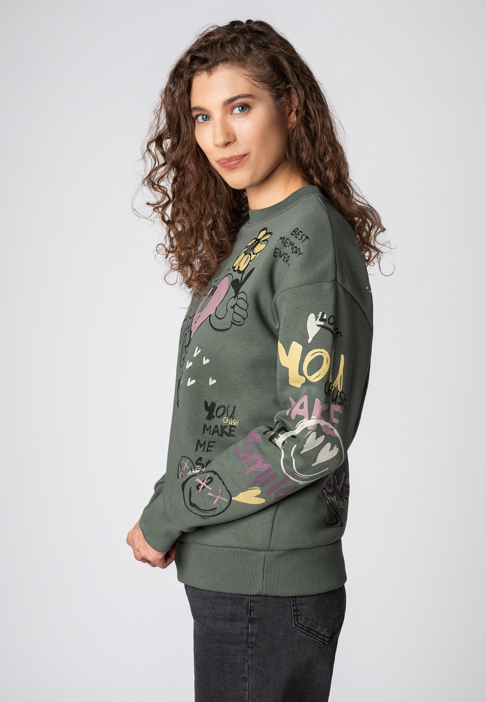 Next REGULAR FIT - Sweatshirt - camo slogan/grün - Zalando