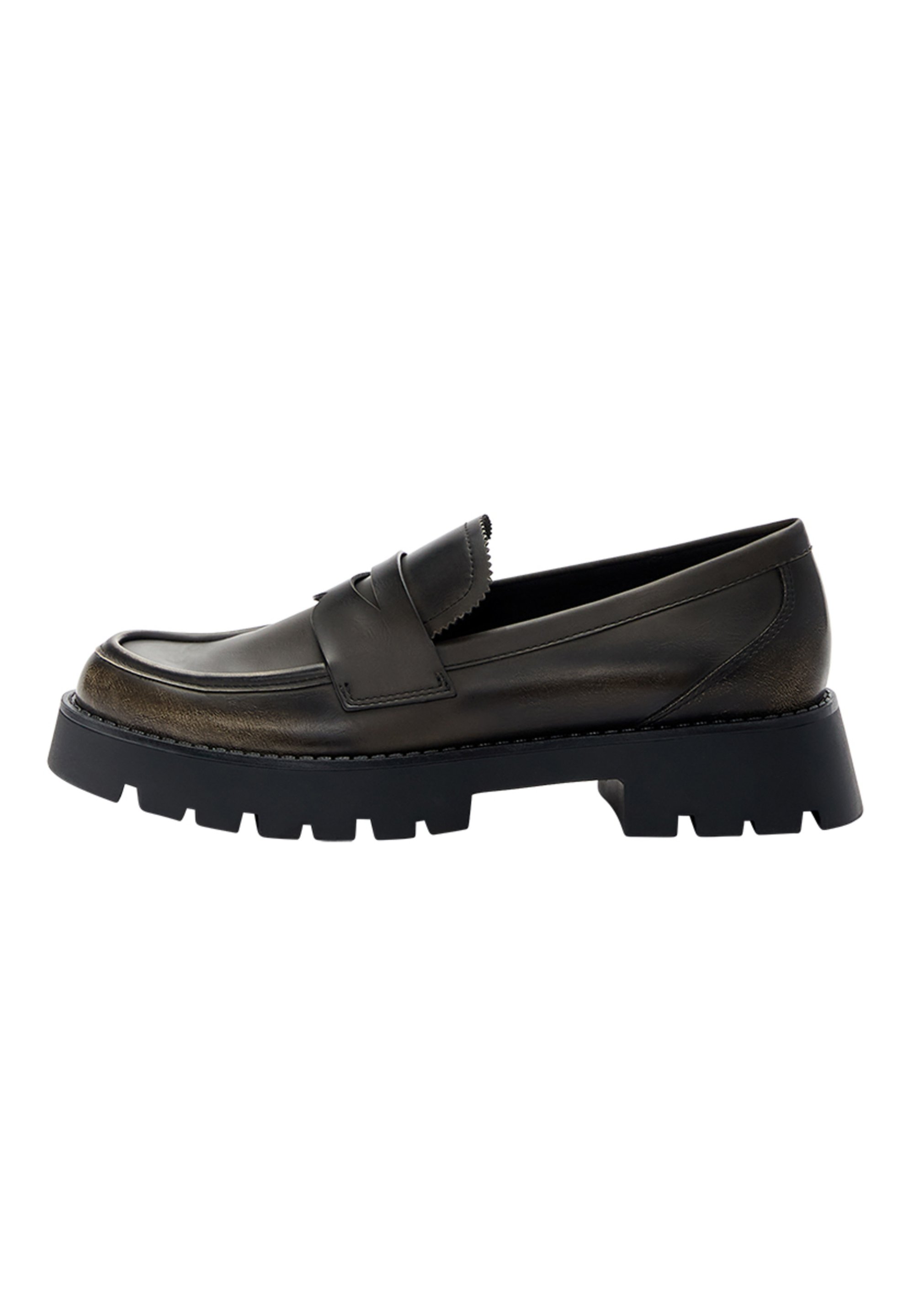 PULL&BEAR DISTRESSED LOAFERS - Slipper - mottled dark brown 