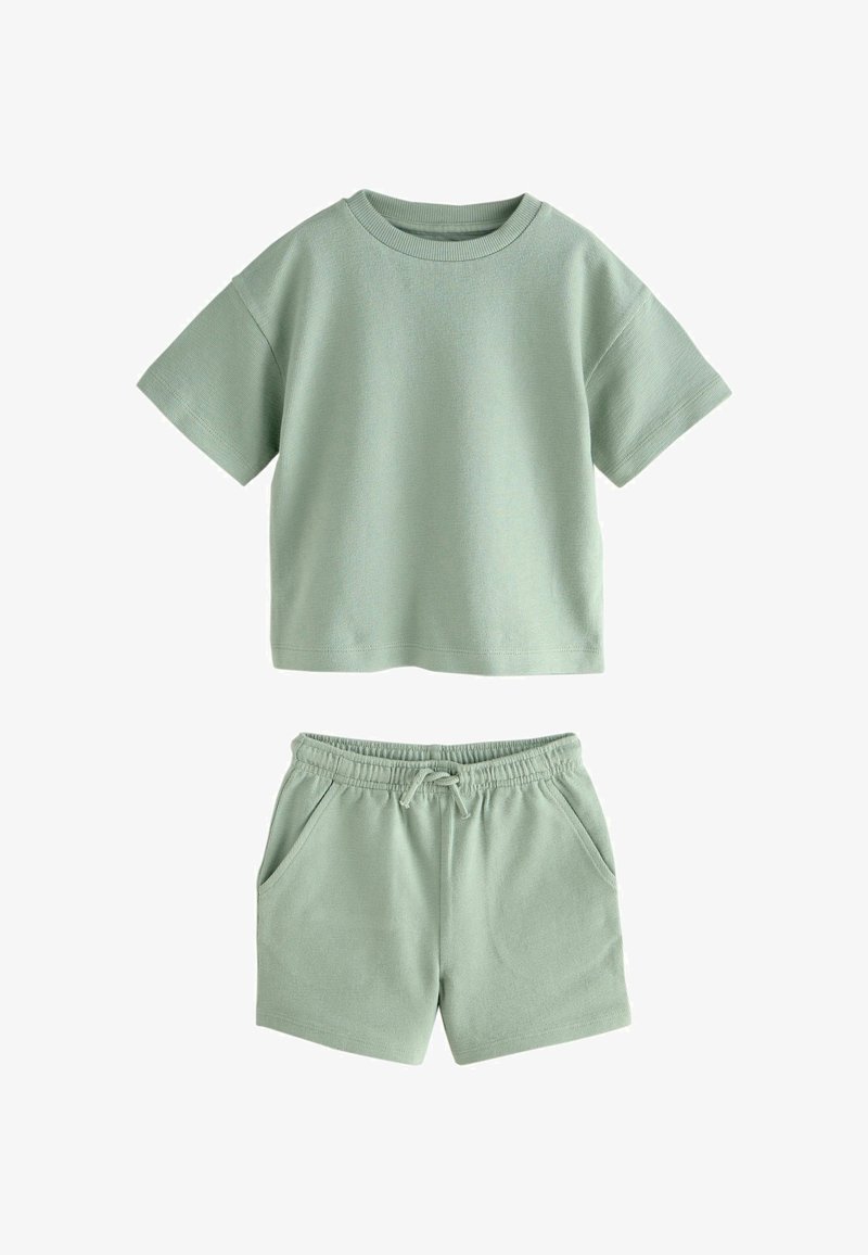 Next TEXTURED SHORT SLEEVE SET - Shorts - sage green