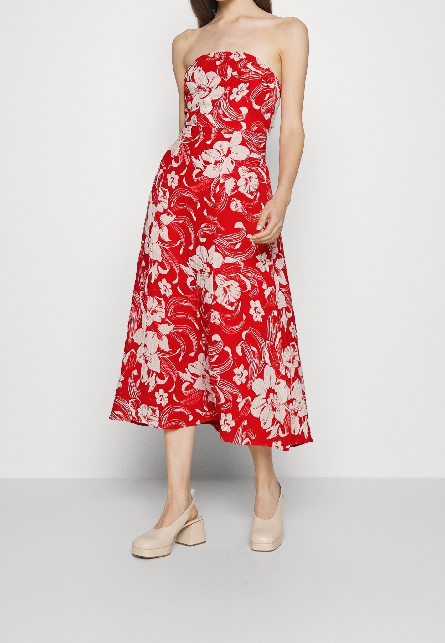 strapless open back dress Red Fish Top Maxi Dress