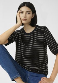 Kaffe LIZZA STRIPED - T-shirts print - black feathergreymel narrow