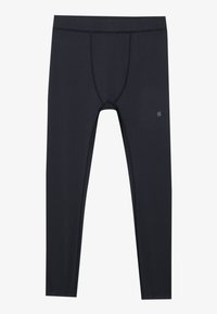 Juodos sportinės leggingai, pagaminti iš glotnaus, tamprinio audinio. Yra prigludusio dizaino, su elastine juosta ir mažyčiu logotipu priekyje.