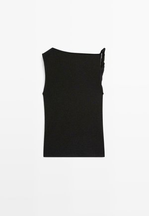 Massimo Dutti, SHIMMERY DRAPED TOP WITH KNOT DETAIL - Top - black