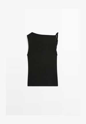 Massimo Dutti, SHIMMERY DRAPED TOP WITH KNOT DETAIL - Top - black