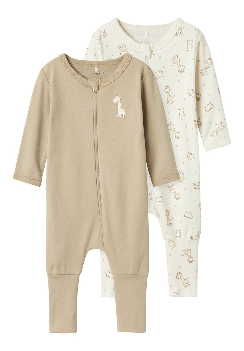 Name It Baby: Pigiama Lungo 2 Pezzi Con Cerniera Per Neonati, Motivo Giraffa, Colore Jet Stream, Taglia 68 – Confezione Da 2