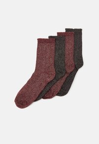 Pieces PCSEBBY GLITTER SOCKS 4 PACK - Socks - tawny port gold/black gold