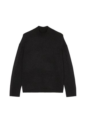 Sort uldturtleneck sweater med lange ærmer, ribbet halsudskæring og kant. Har en lige pasform og en let oversized silhuet.