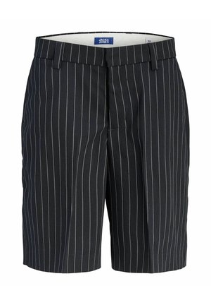 Čierne nohavice na mieru s bielymi prúžkami, s pútkami na opasok a predným zipsom od značky Jack & Jones.