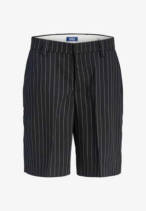 Sorte skræddersyede shorts med hvide nålestriber, bæltestropper og en frontlynlås fra Jack & Jones.