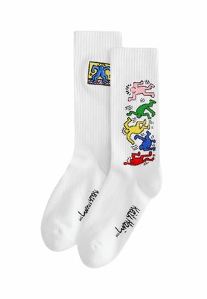 KEITH HARING EMBROIDERED PATTERN 2 PACK - Socks - white