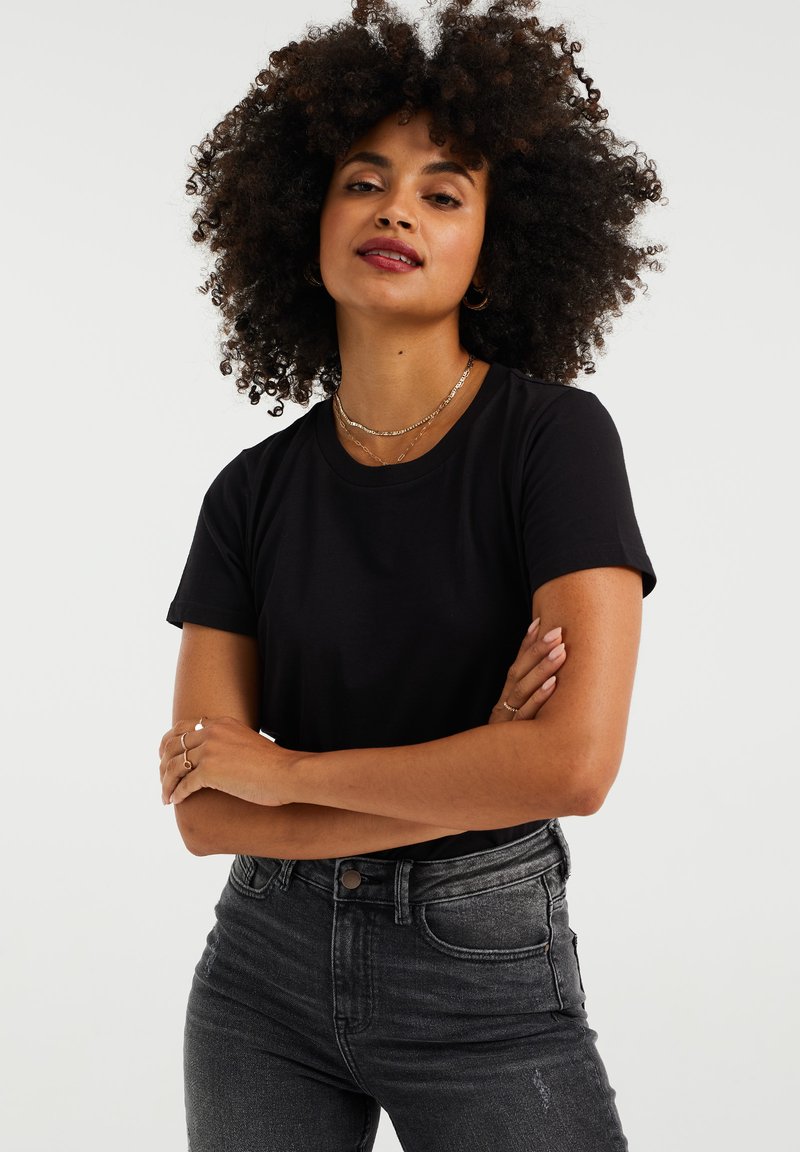 Damen T-Shirts | WE Fashion T-Shirt basic black/schwarz - KL71573 Damen T-Shirts | WE Fashion T-Shirt basic black/schwarz - KL71573