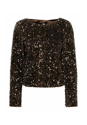 ONLY, ONLCONFIDENCE L/S SEQUIN BOW TOP JRS - Blouse - chocolate torte