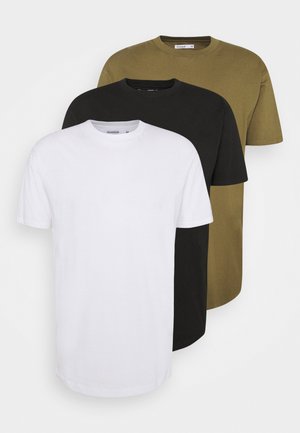 LONGLINE TEES 3 PACK - Basic T-shirt - olive/white/black