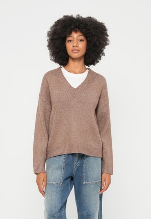 JDYSILJA V NECK BOXY PULLOVER - Camisola - fossil melange