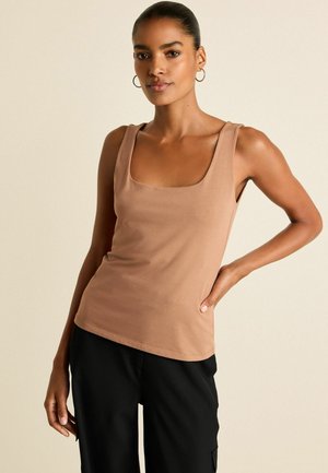 SQUARE NECK STANDARD - Tops - tan brown