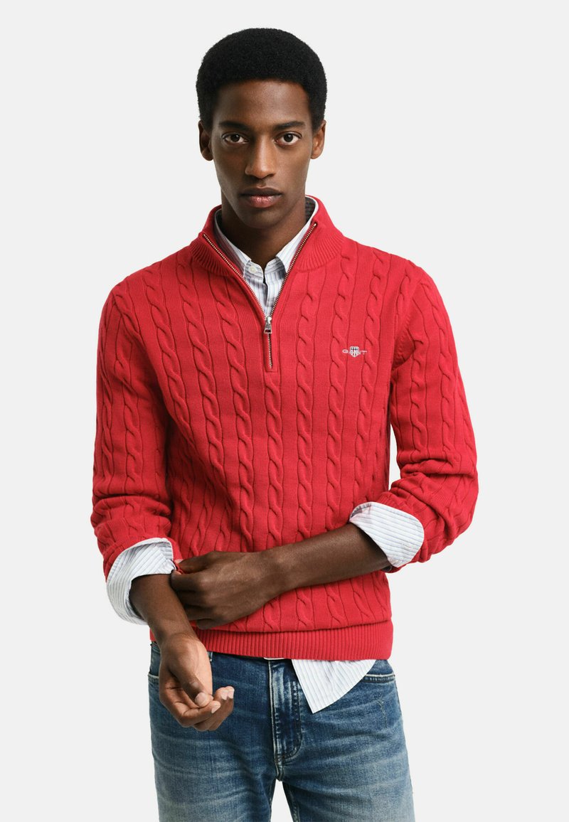 GANT CABLE HALF - Pullover - ruby red