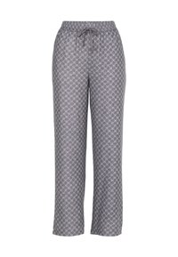 Grau gemusterte Loungehosen mit elastischem Bund und verstellbarem Kordelzug. Merkmale ein wiederholtes geometrisches Design und geraden Beinschnitt.