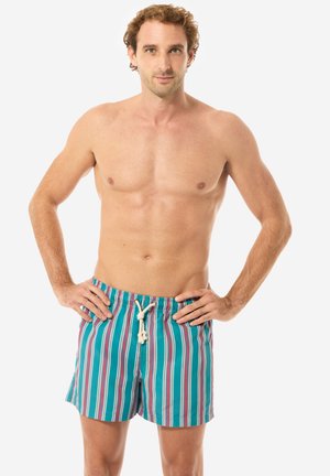 POSITANO COSTUME - Surfshorts - teal red rose stripes