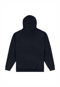 Felpa nera con cappuccio, caratterizzata da maniche lunghe, polsini e orlo a costine. Tessuto morbido con un design semplice e senza decorazioni sulla schiena.