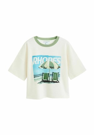 Next, REGULAR FIT - SUMMER RHODES GRAPHIC BOXY T-SHIRT - T-Shirt print - ecru
