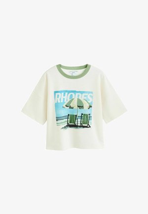Next, REGULAR FIT - SUMMER RHODES GRAPHIC BOXY T-SHIRT - T-Shirt print - ecru
