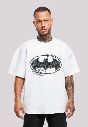 BATMAN SUPERHELD COMIC SKETCH LOGO OVERSIZE - Print T-shirt - white