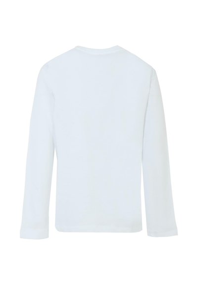 Witte katoenen t-shirt met lange mouwen en een ronde hals, met een zachte textuur en zonder zichtbare patronen of accenten op de achterkant.